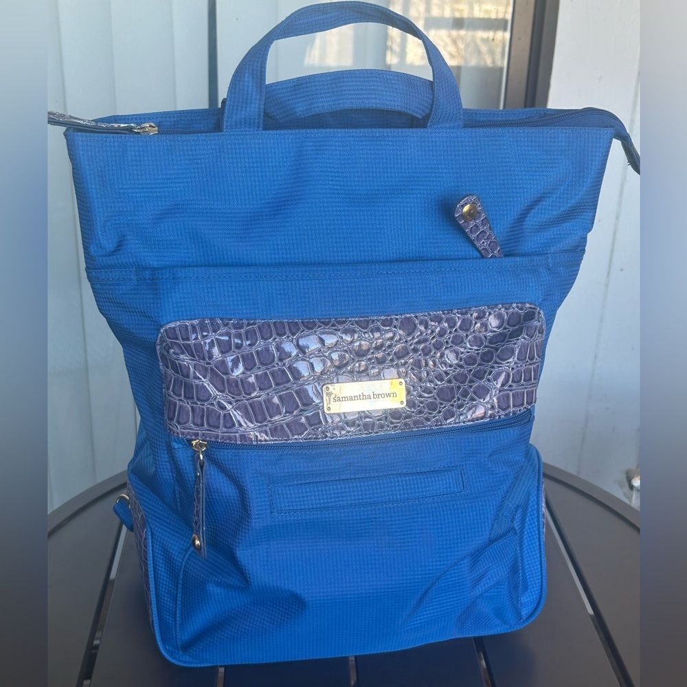 Samantha Brown  Blue Laptop Bag with Crocodile Pattern/ Travel - Picture 14 of 16